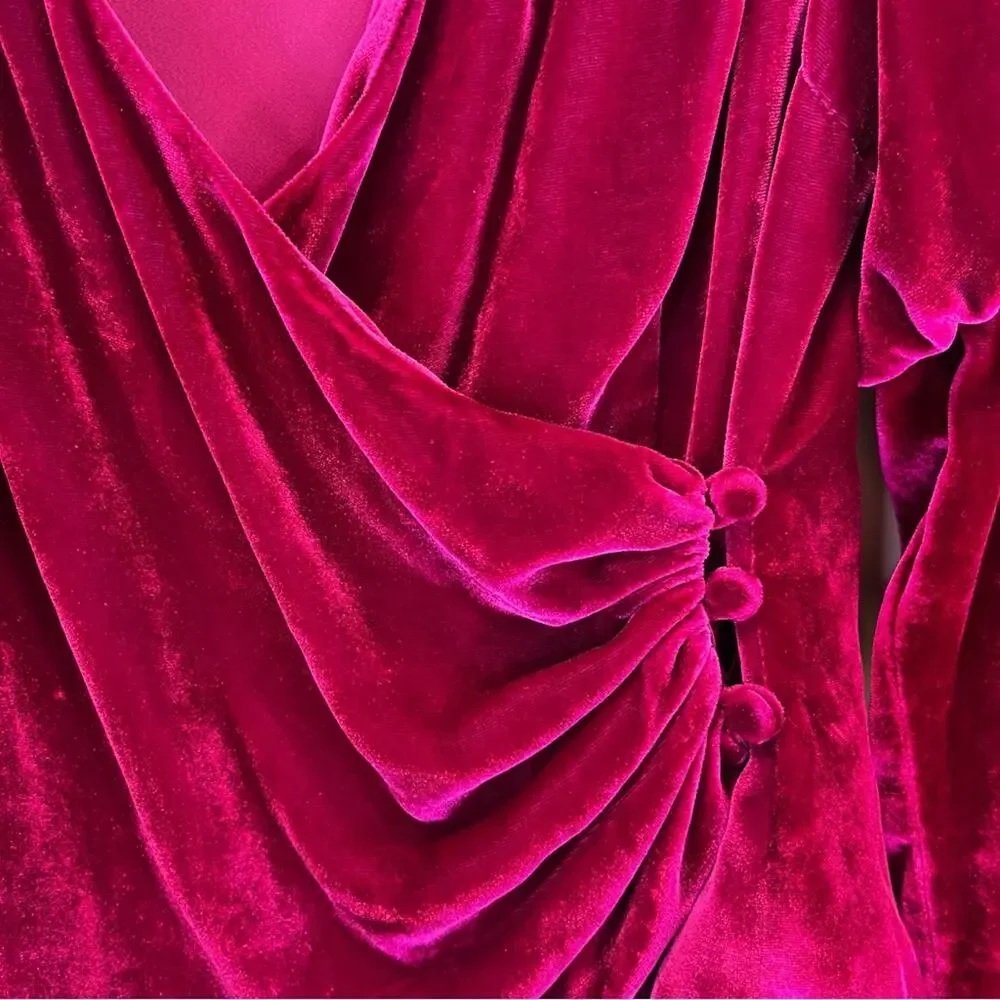 Cinq à Sept Theo Velvet Faux Wrap top pink - XS